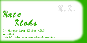 mate klohs business card